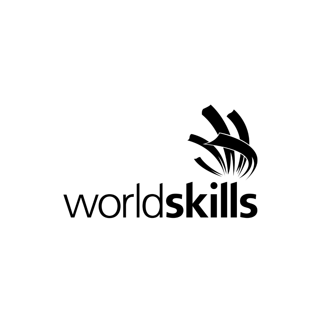 WorldSkills Internationalin logo, linkki järjestön verkkosivuille.